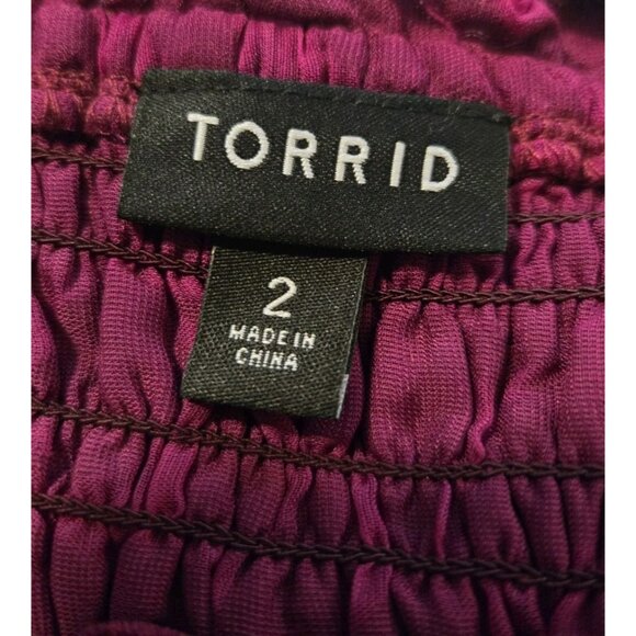 Torrid Velvet Burnout Floral Top 2 2X Smocked Maroon Whimsigoth Fairy Long Slv - Picture 7 of 8